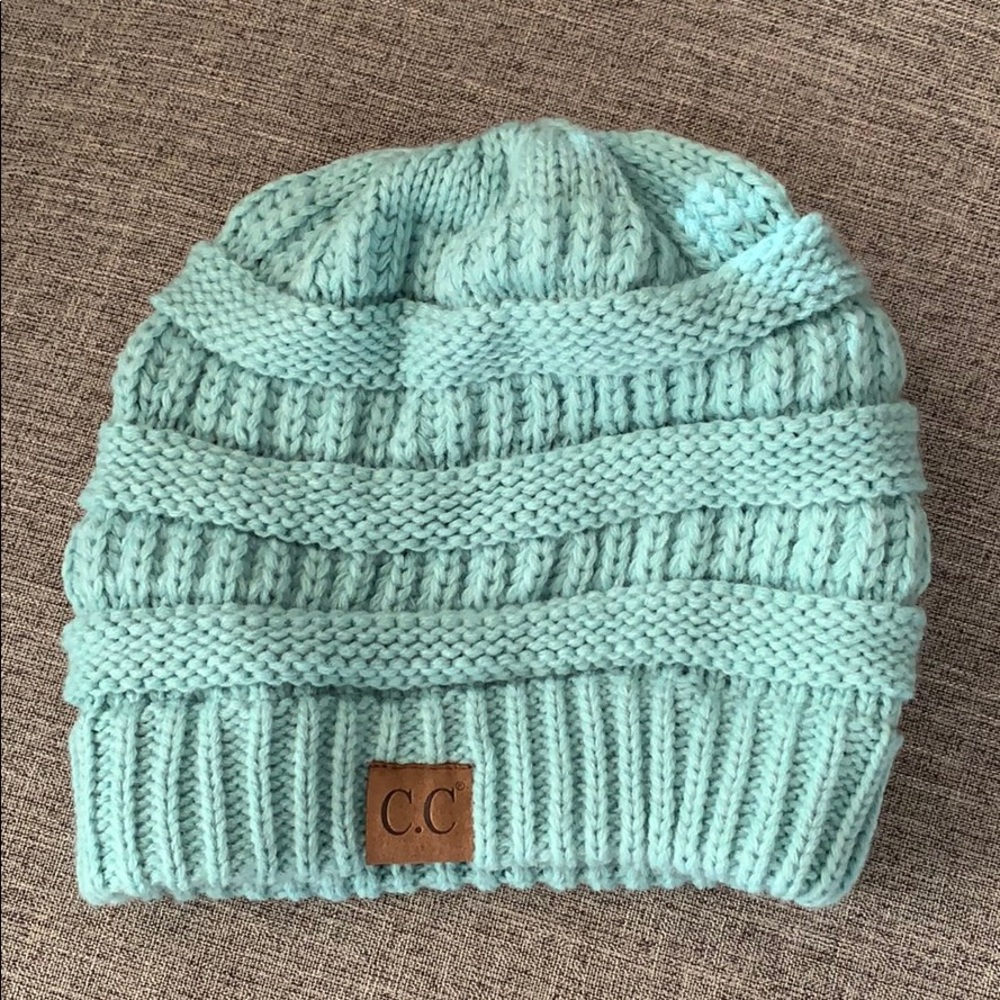 CC mint green beanie